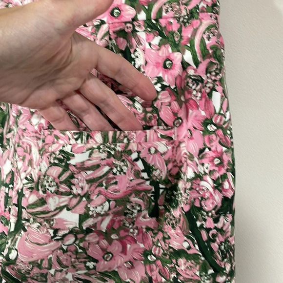 NWOT H&M Ankle Length Pink Green Floral Dress Pant 4 - Picture 9 of 16